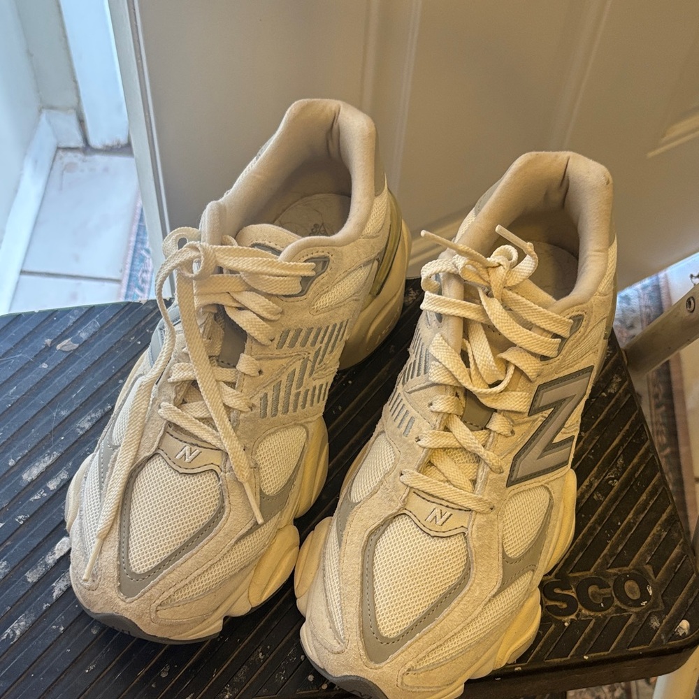New Balance 9060 Beige and Gray Athletic Shoes